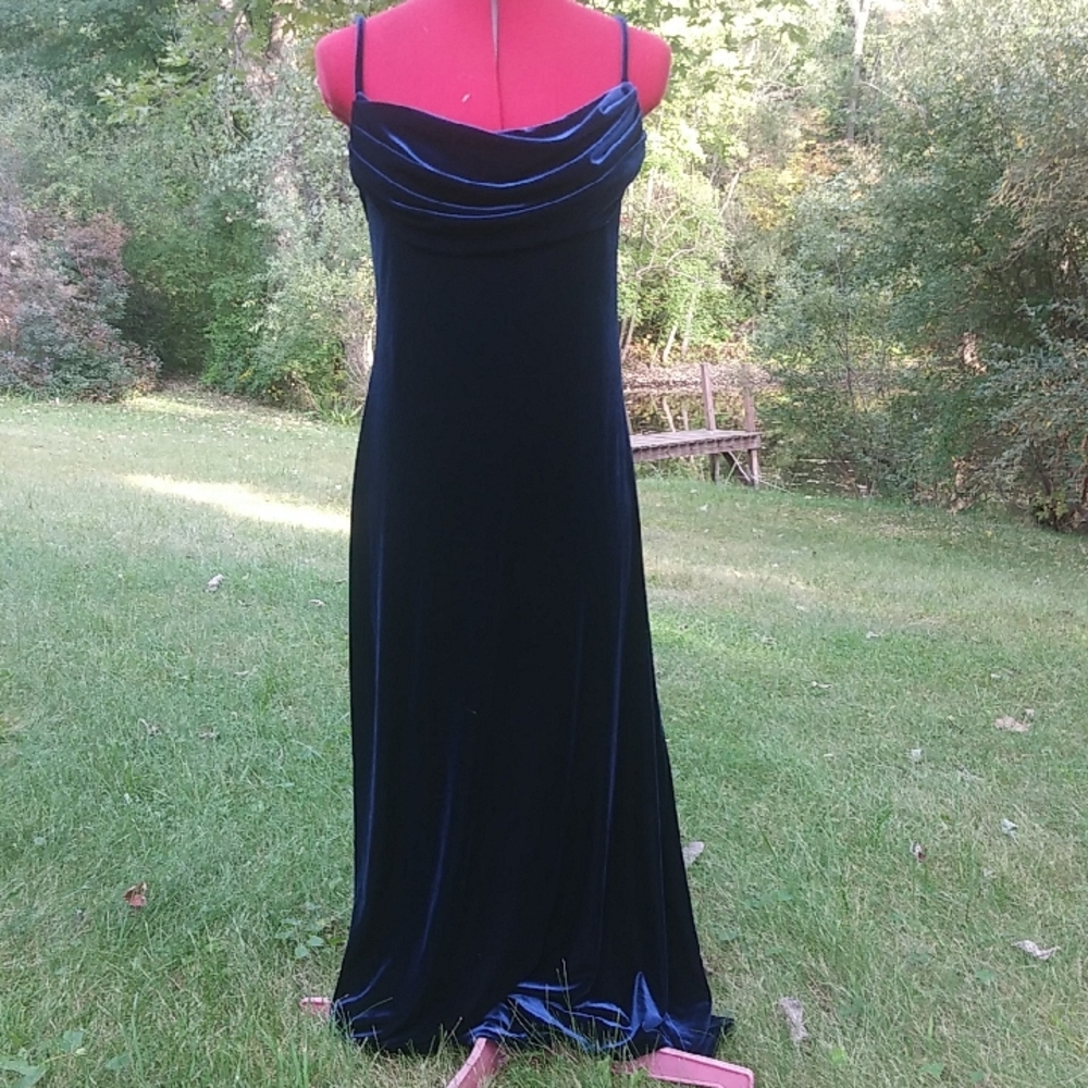 OnyxNite Midnight Blue Velvet stretch Gown Evening Cocktail Dress Prom
